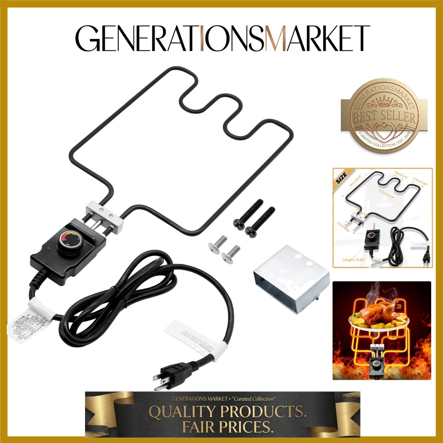 1500 Watt Heating Element Compatible with Masterbuilt Electric Smoker and Gri...