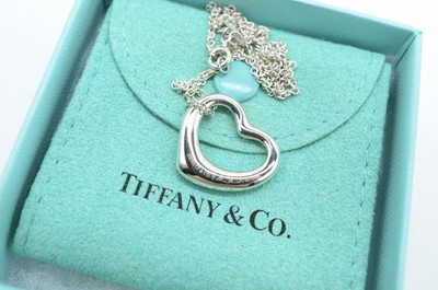 Tiffany & Co. Elsa Peretti 22mm Open Heart Pendant Necklace  Sterling Silver ON