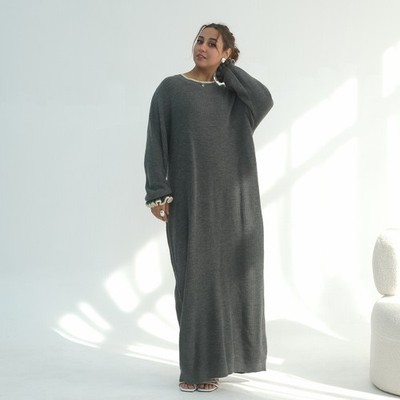 thick knit dress boohoo Women's Plus Soft Knit Thick Rib Collar Detail Maxi Dress in Camel | Size: 22