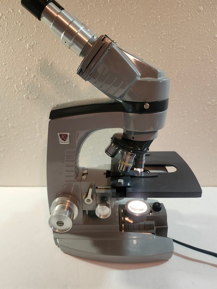 American Optical Spencer Microscope Vintage Gray Scientific Instrument