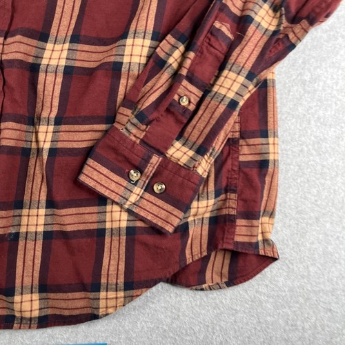 Banana Republic Shirt Medium Red Plaid Untucked Fit Button Up Long Sleeve Mens - Picture 2 of 11