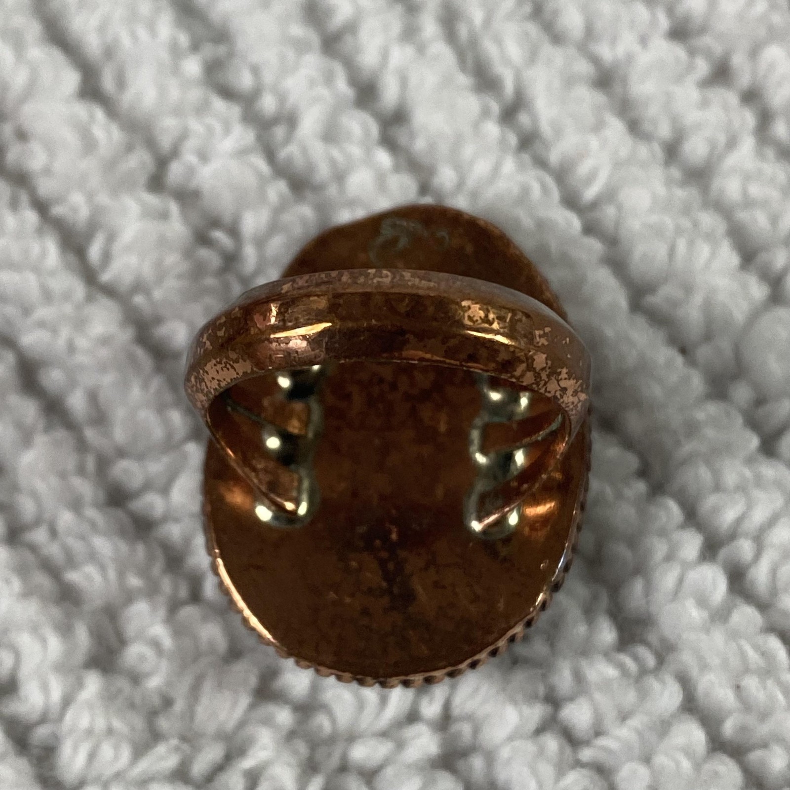 Copper Turquoise Statement Ring Oval Cabochon Sou… - image 7