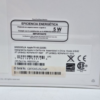 Apple TV (5th Generation) 4K 32GB HD Media Streamer - A1842
