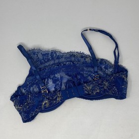 Agent Provocateur Kiera Blue Gold Soiree Bra 34C *NO SIZE TAG*