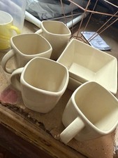Cream White Used Set Of Mugs, Cups, Bowls, Kitchenware, Tableware, Crockery