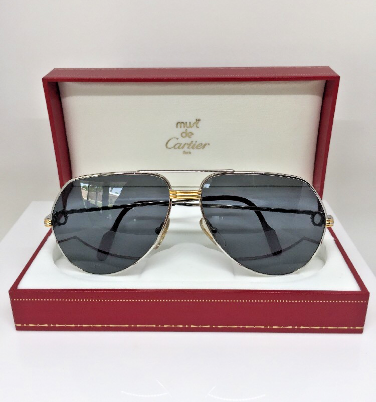 NEW VINTAGE CARTIER AVIATOR PLATINUM 62-14-140MM LARGE VENDOME