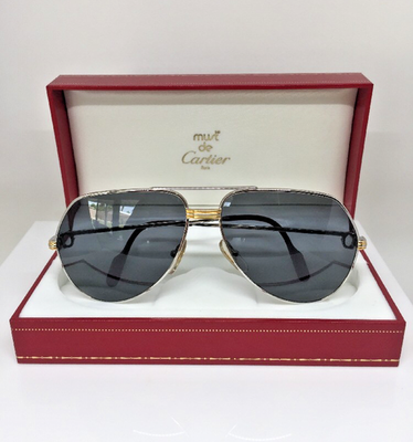 NEW VINTAGE CARTIER AVIATOR PLATINUM 62-14-140MM LARGE VENDOME