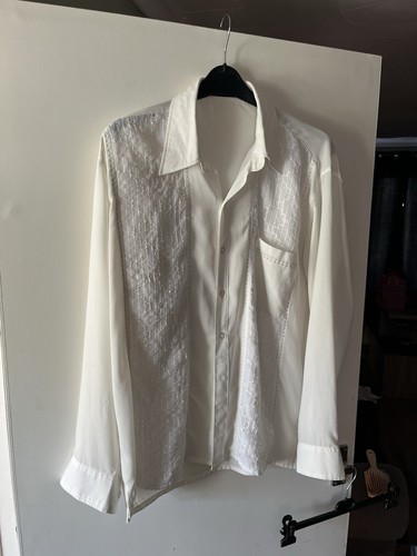 Top Guy Herren Hemd Seide/Hanf/Polyester Party/Cocktail Vintage 70er Style Large
