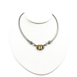 Lagos Sterling 18k Yellow Citrine Caviar Snake Chain Necklace #S5629 5