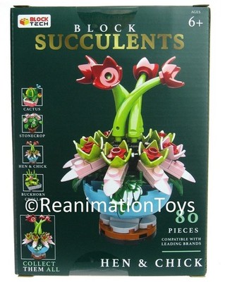 Block Tech Block Succulents Hen & Chick Flower Building Blocks Brick New in Box