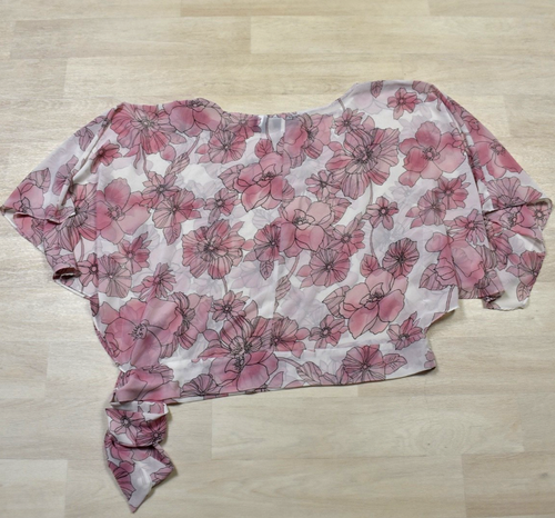 Y2K NY & Co blusa trasparente floreale manica svolazzante spiaggia romantica XL VINTAGE - Foto 3 di 5