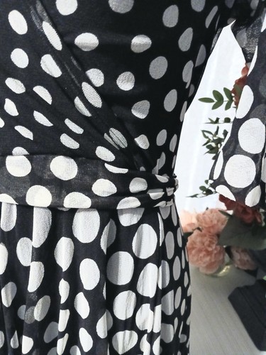 FUZZI women Polkadot Sheer Knee Length dress size Medium Authentic Italy - Picture 3 of 9