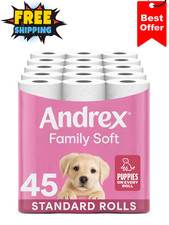 Andrex Gentle Clean Toilet Rolls - 45-Pack | Dermatologically Tested | Soft