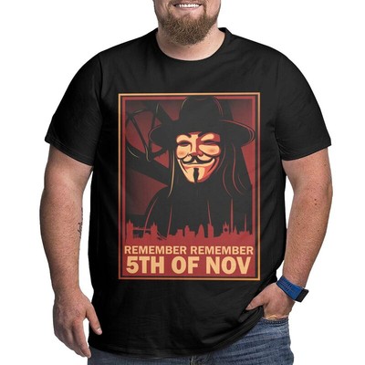 V for Vendetta Men's Plus Big & Tall King Size T Shirt