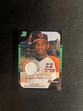 Edwin Encarnacion bowman 2005  future games game worn jersey rookie card . rookie card picture
