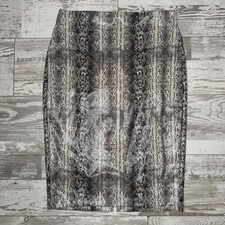 Express Skirt Womens Small Gray Snake Print Pencil Stretch Knit Pull On