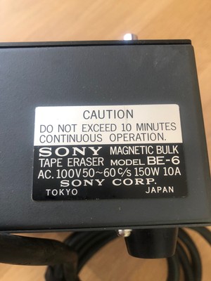 SONY BE-6 Magnetic Bulk Tape Eraser Vintage Made in Japan 100v