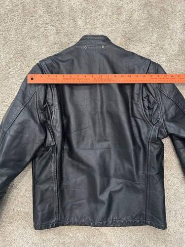 Price Drop! Vintage Black Leather Cafe Racer Motorcycle Jacket Mens Size 40 - Picture 11 of 12