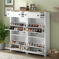 Vinsetto Shoe Cabinet Set with 4 Flip Drawers