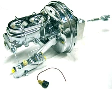 Chevy Full Size Car 11" Chrome Power Disc Brake Booster Master Cylinder RETURN