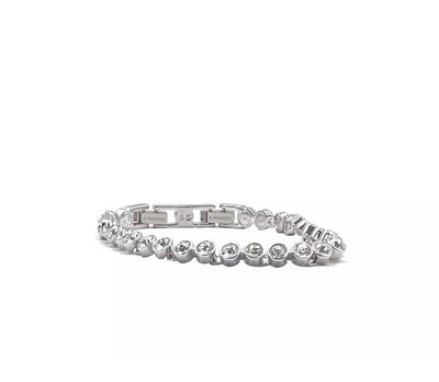Swarovski Tennis Deluxe Bracelet Round Cut, White, Rhodium Plated