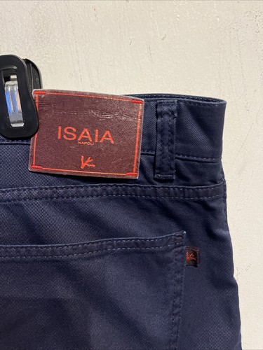 ISAIA NAPOLI Blue 5 Pockets Pant Cotton Elastene 40 US / 56 EU Navy Blue - Picture 3 of 8
