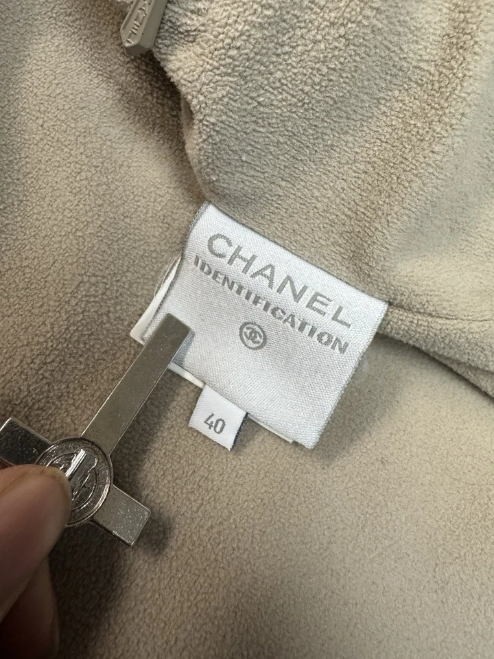 Vintage Chanel Sports Jacket Karl Lagerfeld 2000’s Tan Beige MINOR FLAW - SMALL - Image 3 of 4