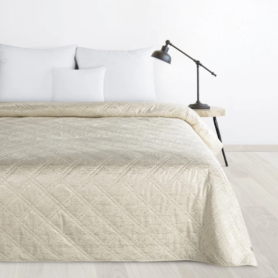 Bettdecke Tagesdecke Sofaüberwurf Steppdecke 170x210cm creme Bettüberwurf Deko - Bild 2 von 4