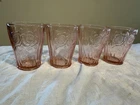 Set Of 4 Vintage Mayfair Open Rose Pink Depression Glass 4"  Tumblers - 692H