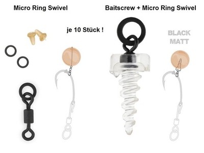 10x Micro Ring Swivel Bait Screw Karpfen Haken Montage Ronnie Rig D-Rig Pop-Up