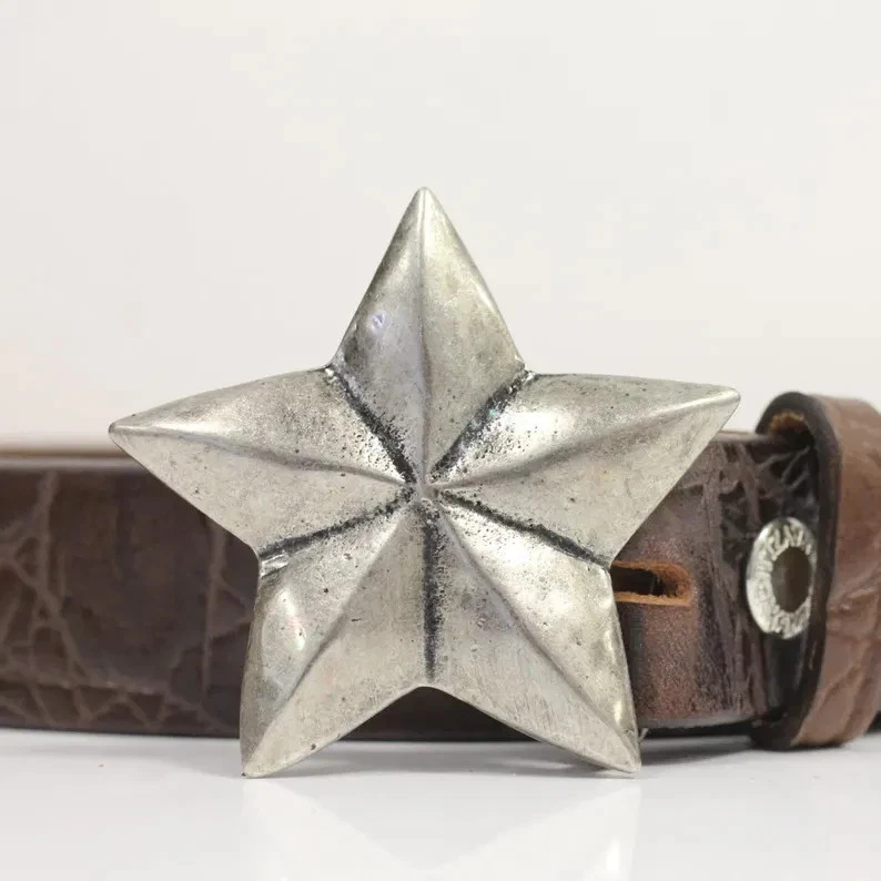 Stern Gürtelschnalle aus Metall im Vintage-Look für Ledergürtel, Ø 6 cm - Bild 3 von 4