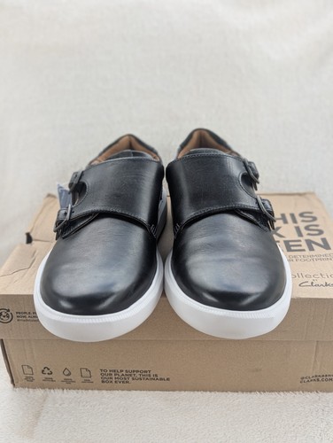 Size 11.5 Men's Clarks Cambro Monk Strap Black Leather Slip On Dress Shoes - Picture 4 of 11