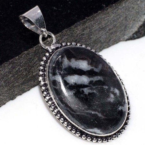 925 Silver Plated White Buffalo Turquoise Pendant Jewelry Size 2" AU y458