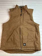 Berne Canvas Vest Mens L Brown Sherpa Lined Duck Jacket Heavy Workwear