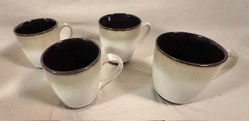 SET OF 4 SANGO NOVA BLACK 4932 COFFEE MUGS / CUPS NEW NEVER USED