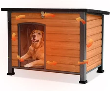 Large Outdoor Insulated Dog House Weatherproof Dog Kennel Indestructible Shelter