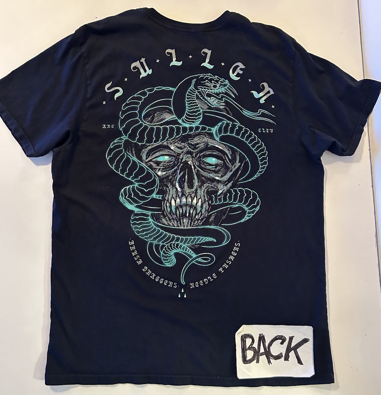 Pythonr Skull Sullen Tshirt Size XL Huge Back Graphic Snake & Skull | eBay