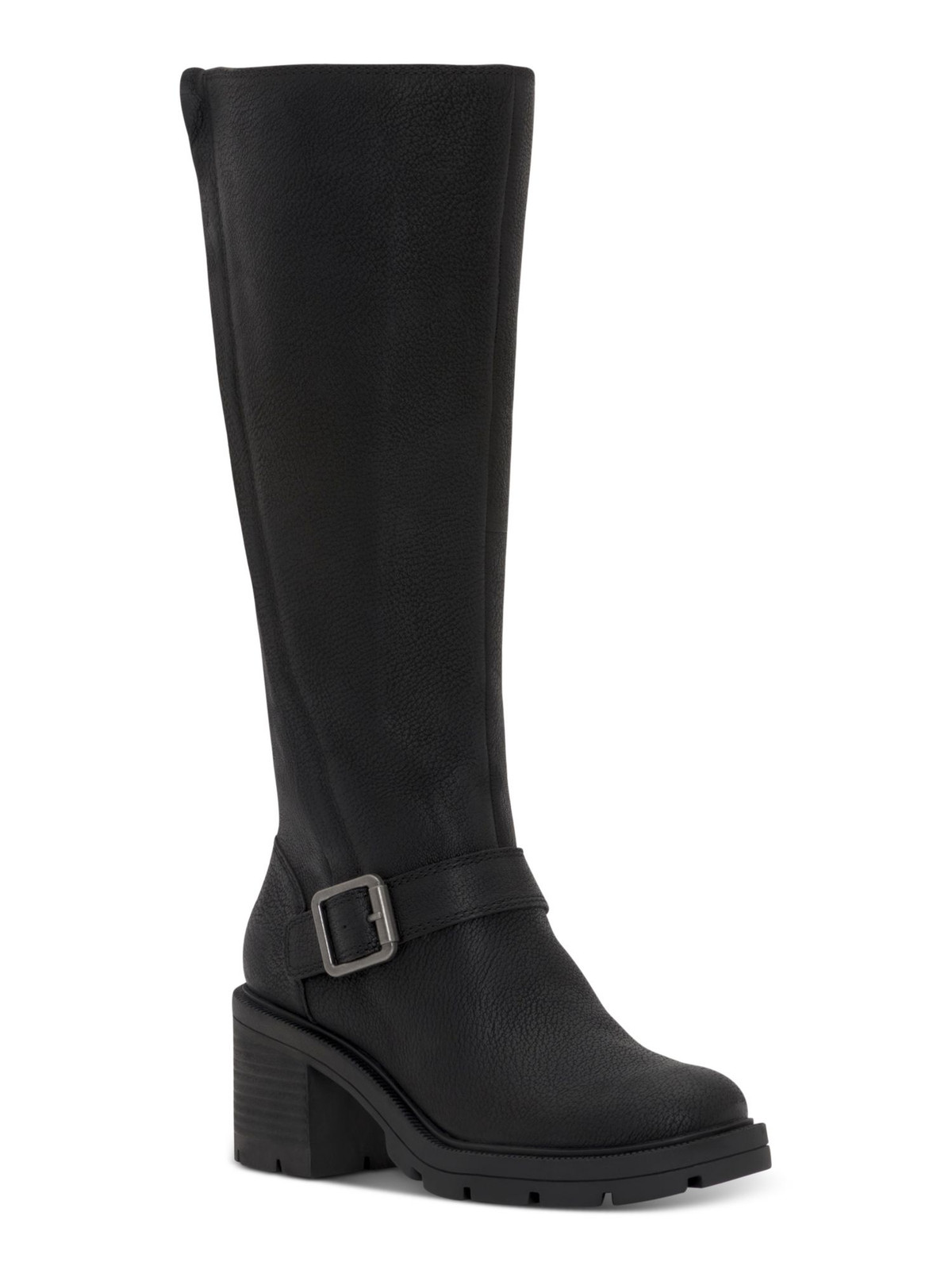 LUCKY BRAND Womens Black Scoty Round Toe Stacked Heel Leather Riding Boot 6.5 M
