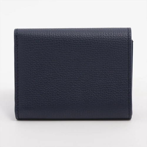 Loewe Anagram Tri Fold Leather Compact Wallet Navy Blue - Picture 2 of 9