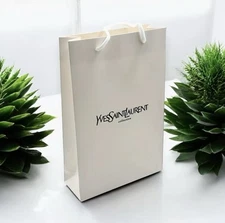 New YSL Yves Saint Laurent White Med Shopping Gift Bag 11.5 “ X 7.5” X 3”