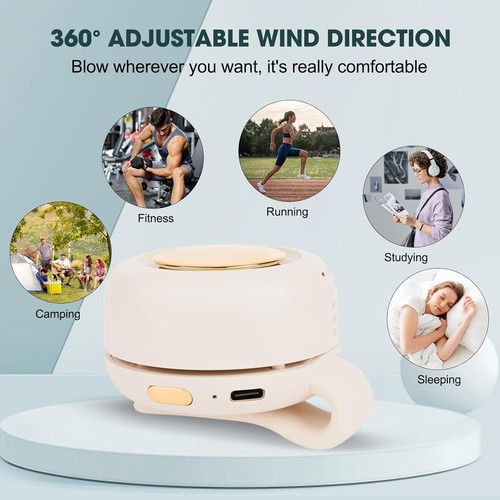 Mini Clip Fan – Silent Bladeless Portable Fan for Shirt/Waist, 3 Speeds - Picture 6 of 11
