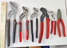 Lot of 5 Tongue Groove Joint Pliers Slip Joint Adjustable & 1-9" linesman