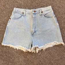 Wrangler High Waisted Cutoff Denim Shorts 11/12 USA 90s Raw Hem Y2K Vintage