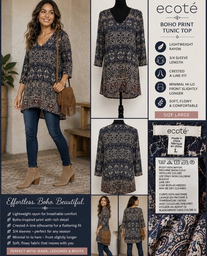 Ecote Urban Outfitters Willow Frock Dress L Boho Festival Tunic