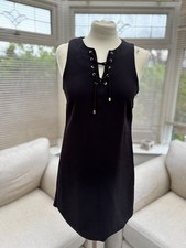 Miss Selfridge shift dress size 10 Black petites Ladies lace up evening office 