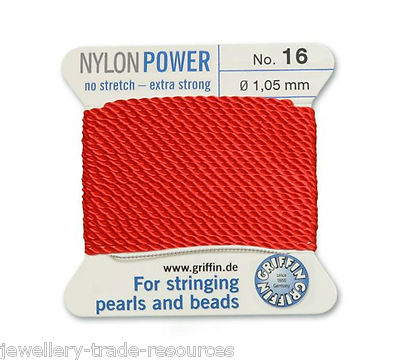 ROTER NYLON POWER SEIDENFADEN 1,05 mm SCHNURPERLEN & PERLEN GRIFFIN 16