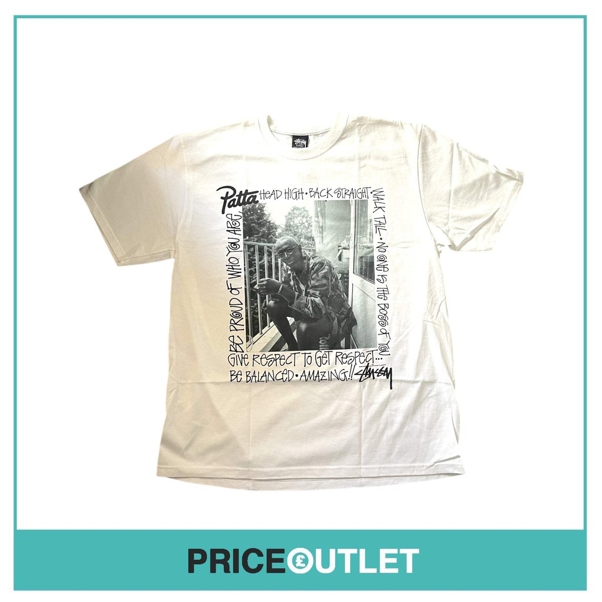 Stussy Patta Respect TShirt White Size L BRAND NEW WITH TAGS