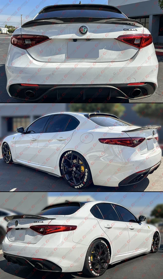 FOR 17-2022 ALFA ROMEO GIULIA HIGHKICK DUCKBILL CARBON FIBER TRUNK SPOILER WING - Image 4 of 4