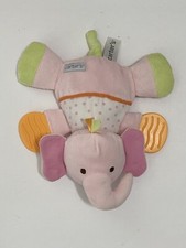 Carter s Plush Elephant Rattle Teether Crinkle Pink Polka Dots