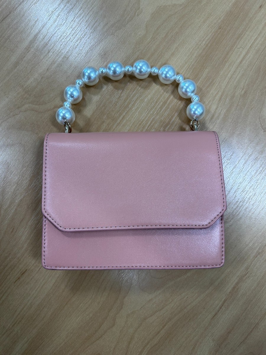 Asos Design Cross Body Hand Bag Pink W/ Pearl Top Handle New Without Tags